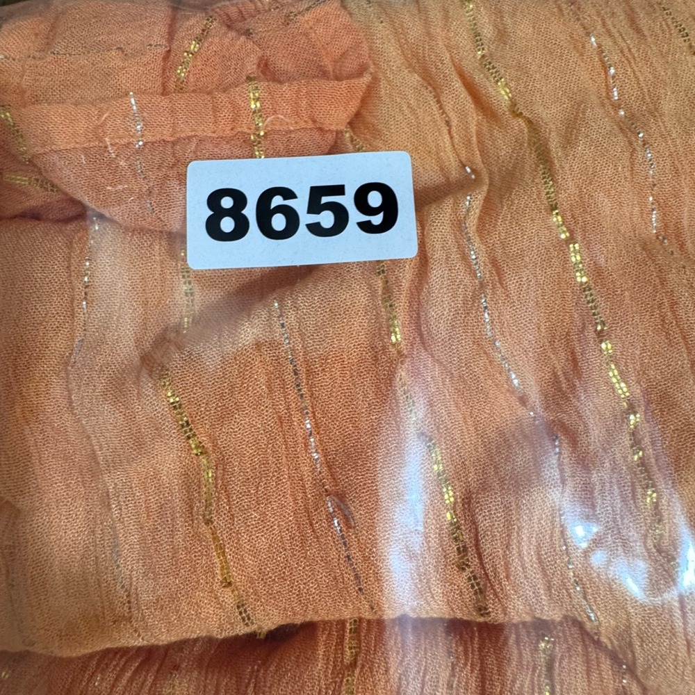 Cato Ombre Peasant Top Skirt Set M Orange Gold Metallic Boho Festival Blouse - Picture 15 of 15